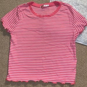 Coral striped crop top